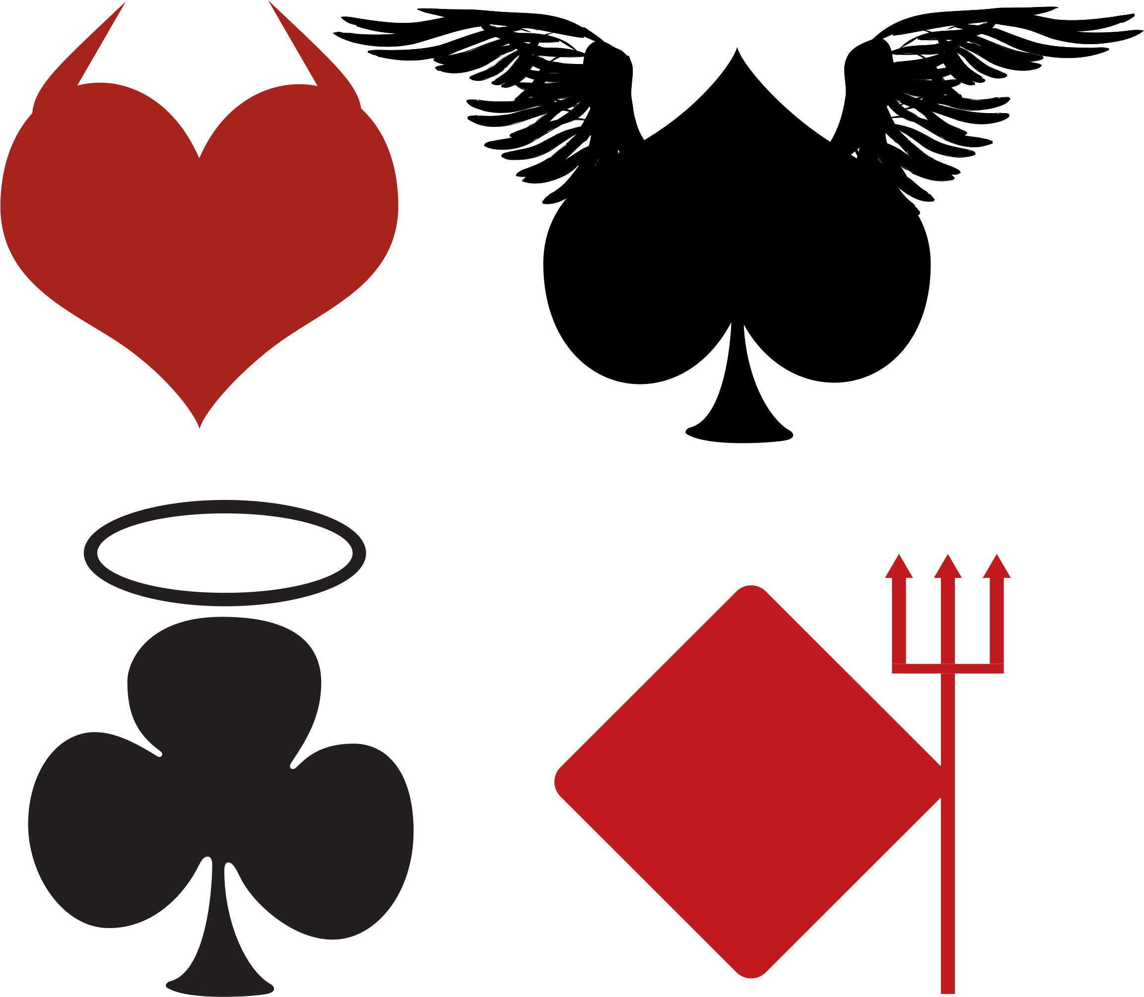 Clipart - Card Suits, Angelic or Devilish