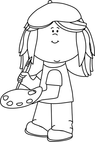 clip art black and white | Black and White Little Girl French ...