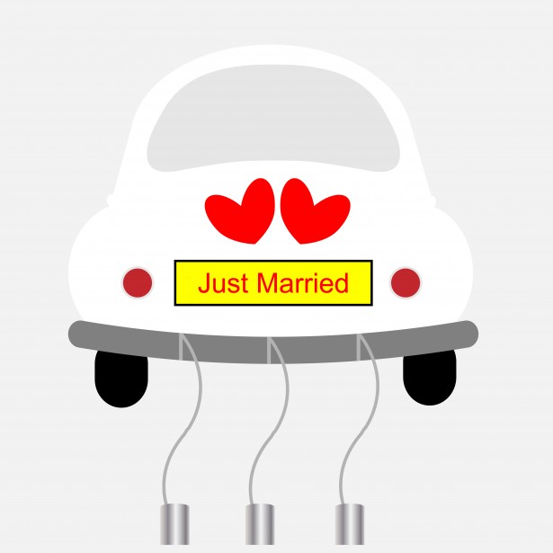 Just Married Retro Car
