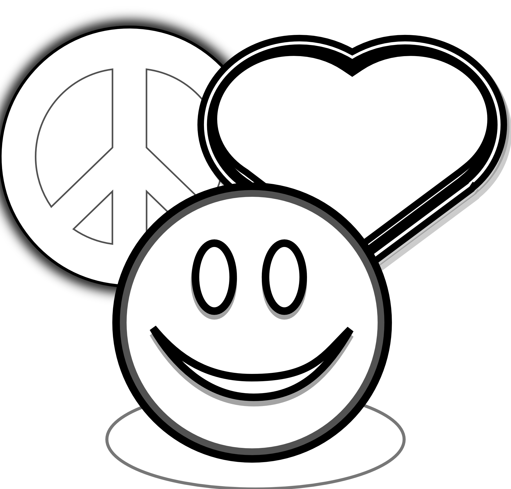 Peace Love and Happyness Black White Line Art Christmas Xmas Peace ...