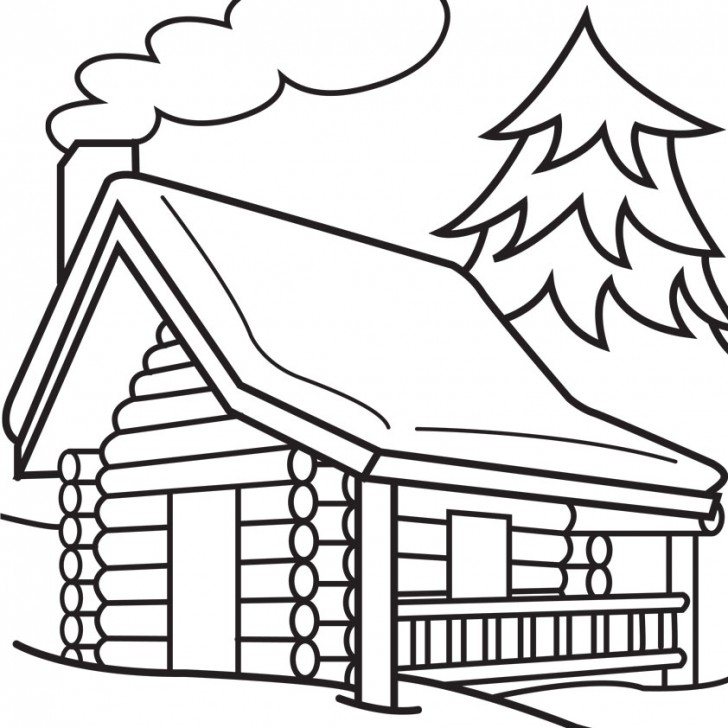 Log Cabin Coloring Page - AZ Coloring Pages