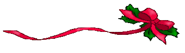 Christmas clip art of long red ribbons with red bows on the right side