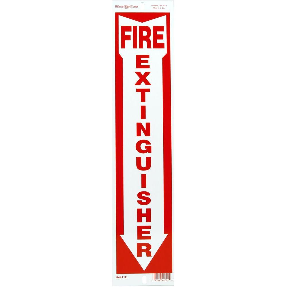 The Hillman Group 4 in. x 18 in. Fire Extinguisher Sign-844112 ...