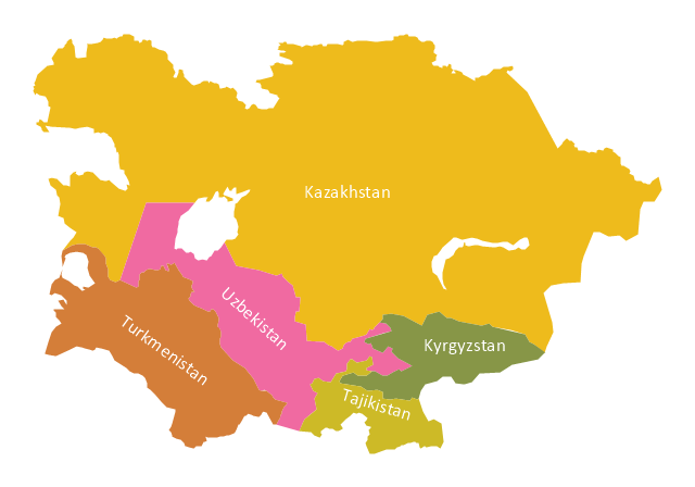 North Asia - Political map | Central Asia - Political map | South ...