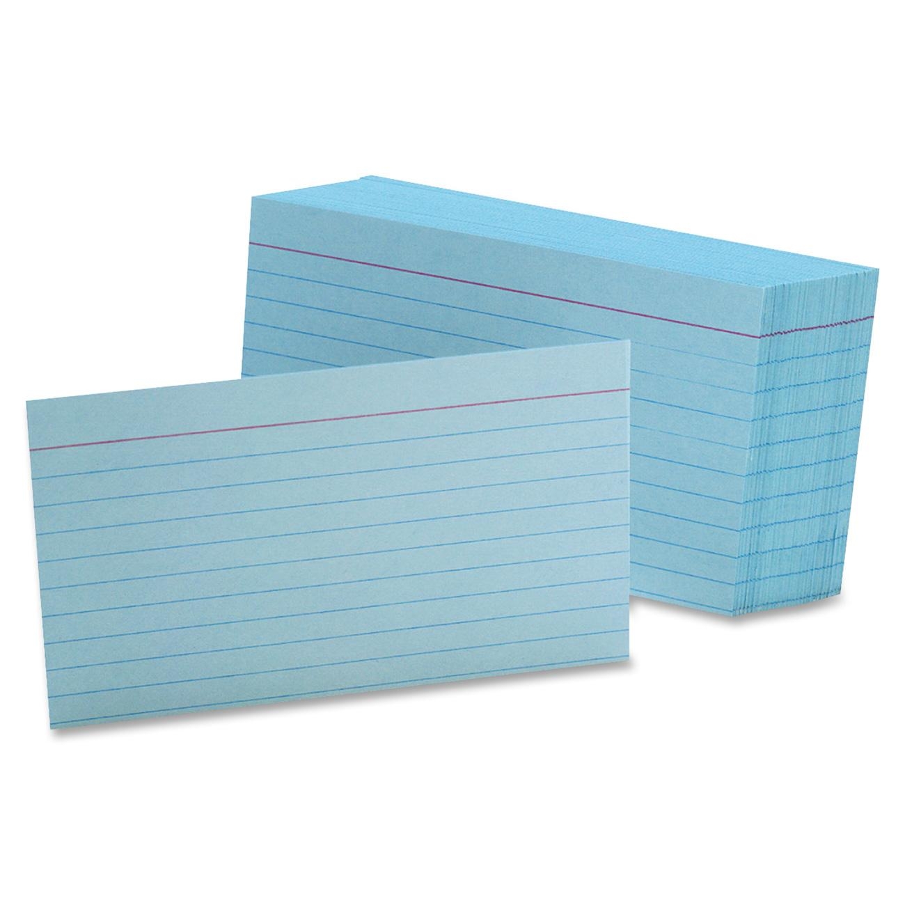 Oxford 7321BLU Ruled Index Card 3" x 5" - 90 lb Basis Weight - 100 ...