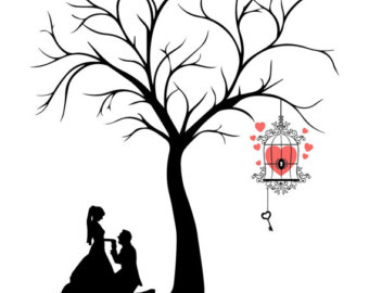 Canvas Wedding Tree Guest Book Hand Drawn by WedCraftAccessories