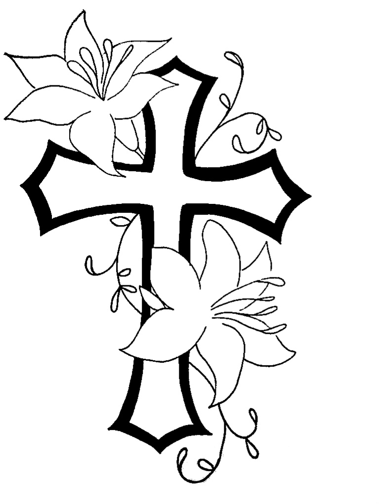 Cross n flower tat design