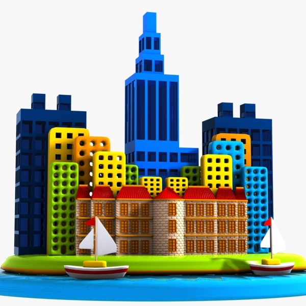 3d model cartoon city island