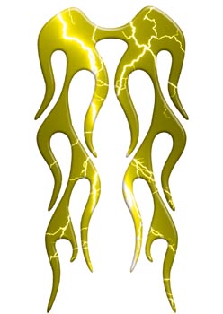 Motorcycle Fender Lightning Yellow Flame decal (Rear or Short ...