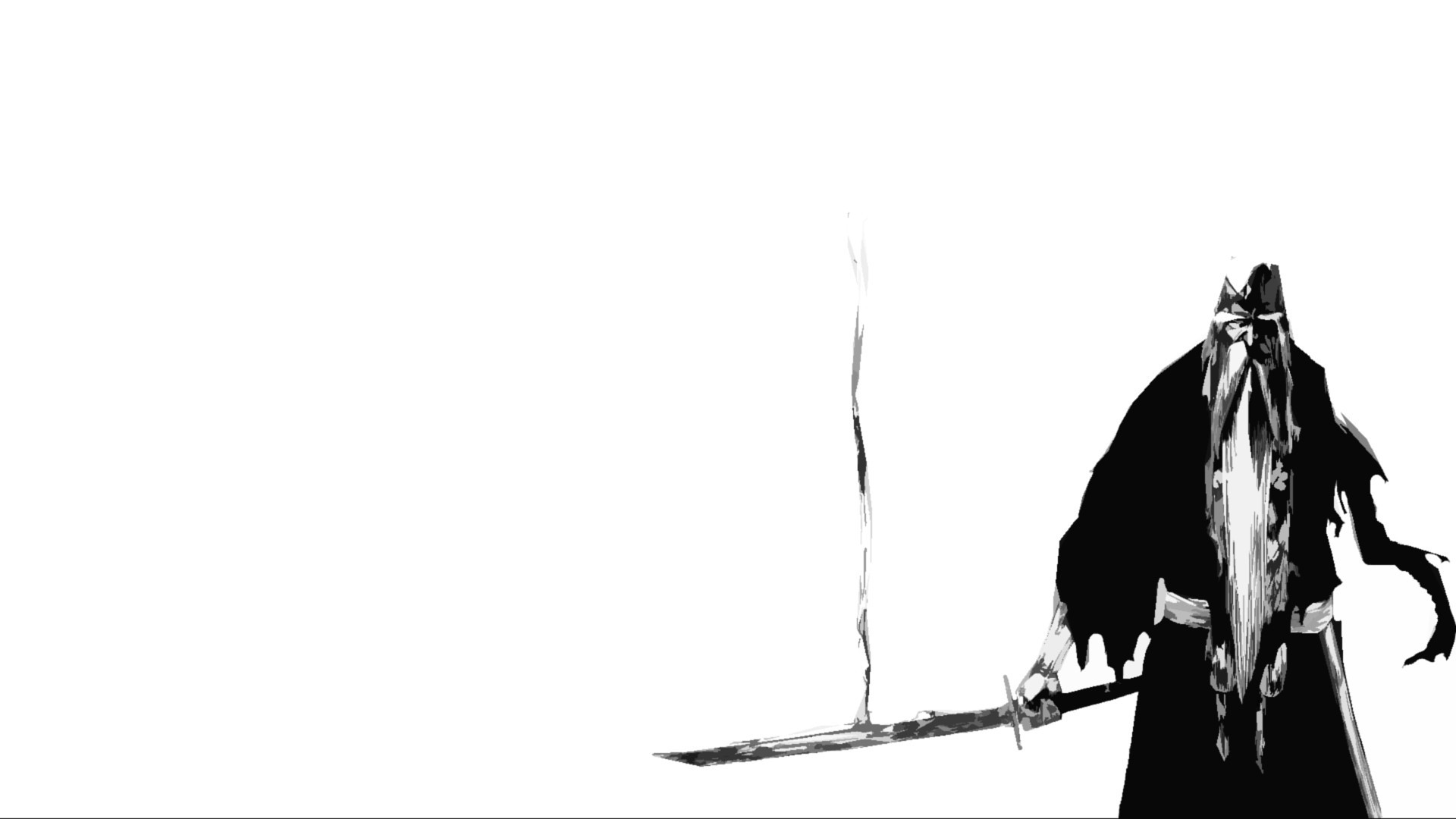 Bleach grayscale swords white background yamamoto genryusai ...