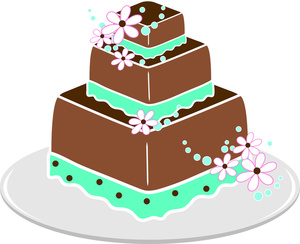 Wedding Cake Clipart Image - Square Chocolate Wedding Cake Covered ...