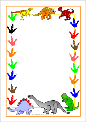 Dinosaur-themed A4 page borders (SB3978) - SparkleBox