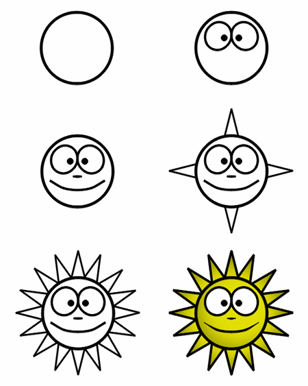 How To Draw A Sun Step By Step