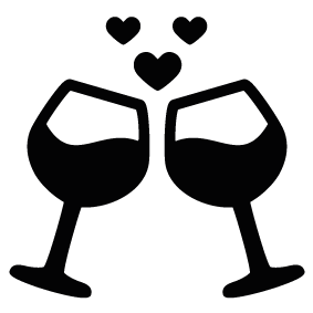 Wine Glasses Hearts Silhouette | Silhouette of Wine Glasses Hearts