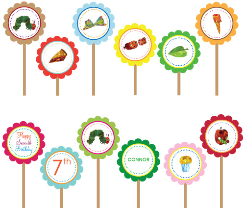 The Very Hungry Caterpillar- Printable DIY Party Circle Cupcake ...