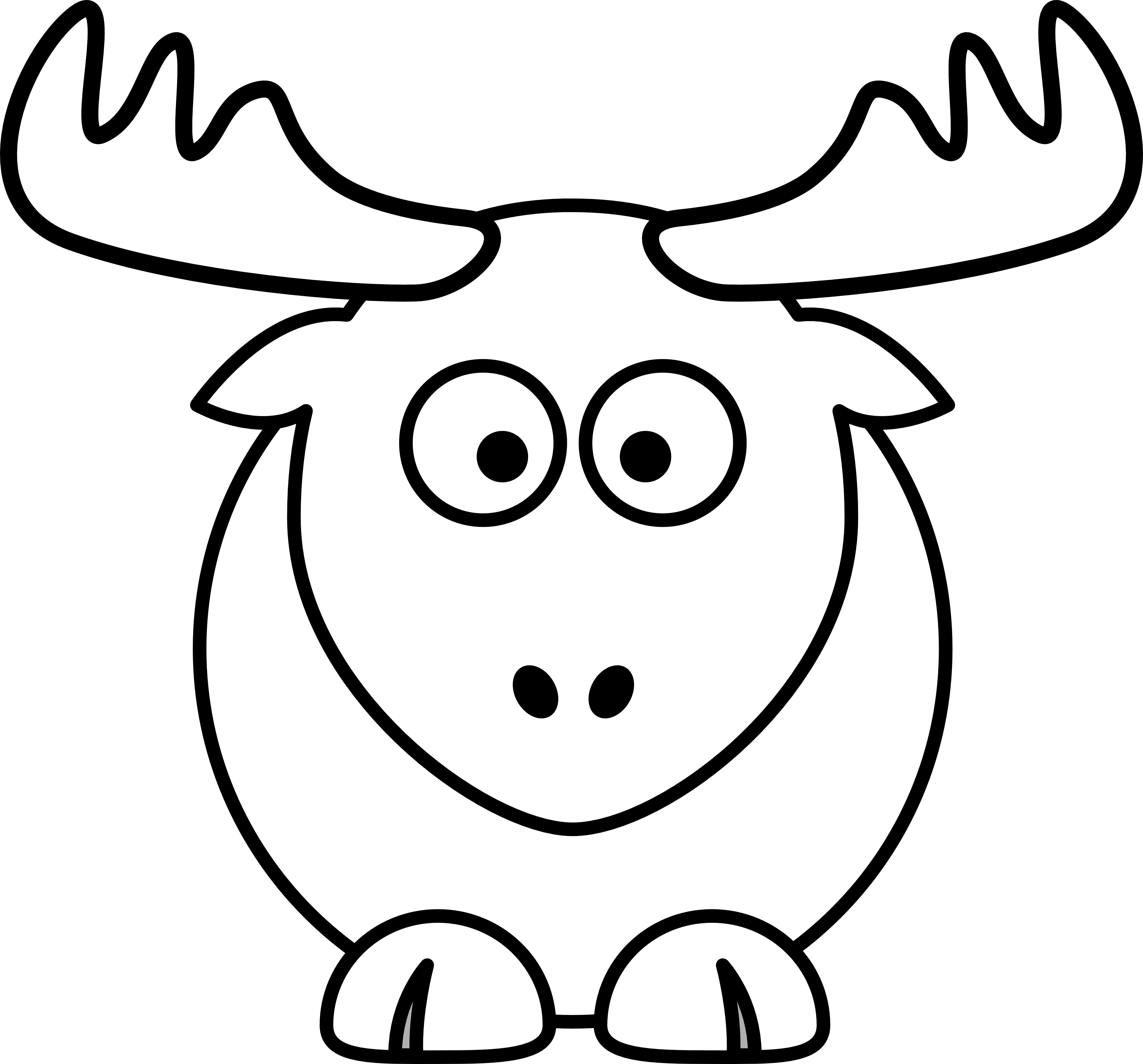 reindeer raindeer elk black white line art ...