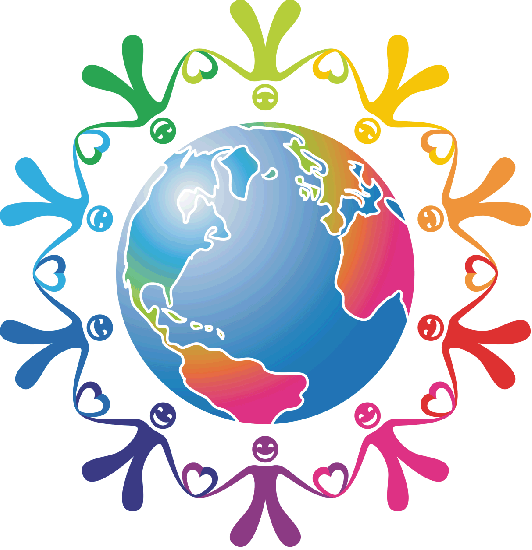 Couple holding hands across the world clipart