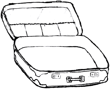 Open suitcase clipart