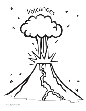 Clipart volcano black and white
