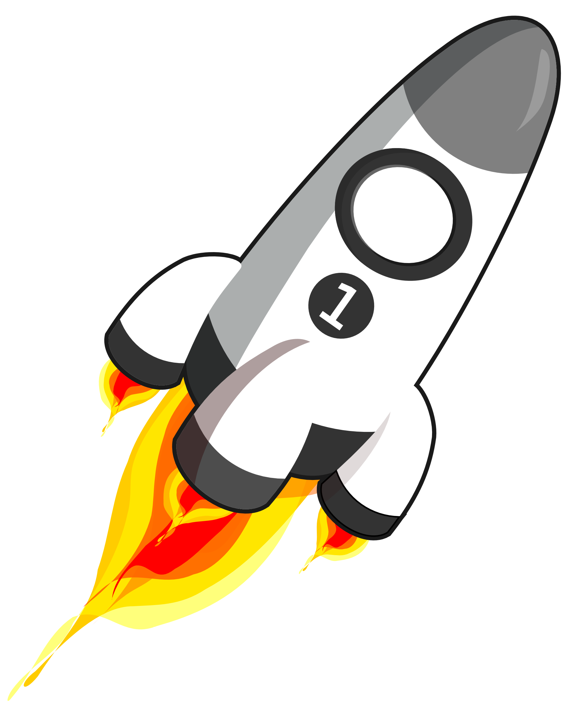 rocket blue and red black white line art scalable vector graphics