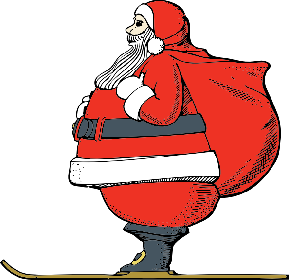 Skiing Santa clip art Free Vector