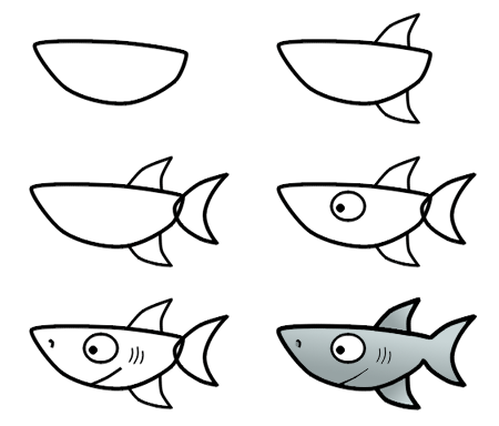 Drawing a cartoon shark