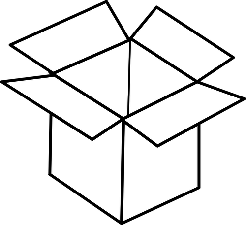 Vector line art image of open cardboard box | Public domain vectors