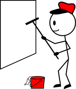 Janitor Clipart Image - Stick Figure Janitor Washing a Window with ...