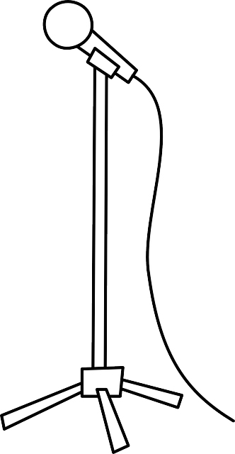 simple drawing, mic & stand, from pixabay | United For Community Radio
