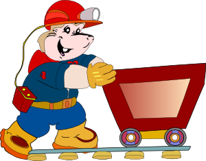 Coal Miner Pushing Cart Clip Art - vector clip art ...