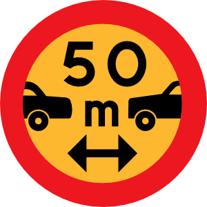 50m Between Cars Sign clip art - vector clip art online, royalty ...