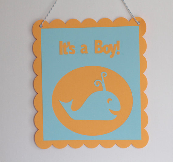 Blue and Orange It's a Boy Door Sign by Pink Poppy Cupcakes ...