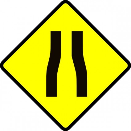 caution_road_narrows_clip_art_ ...