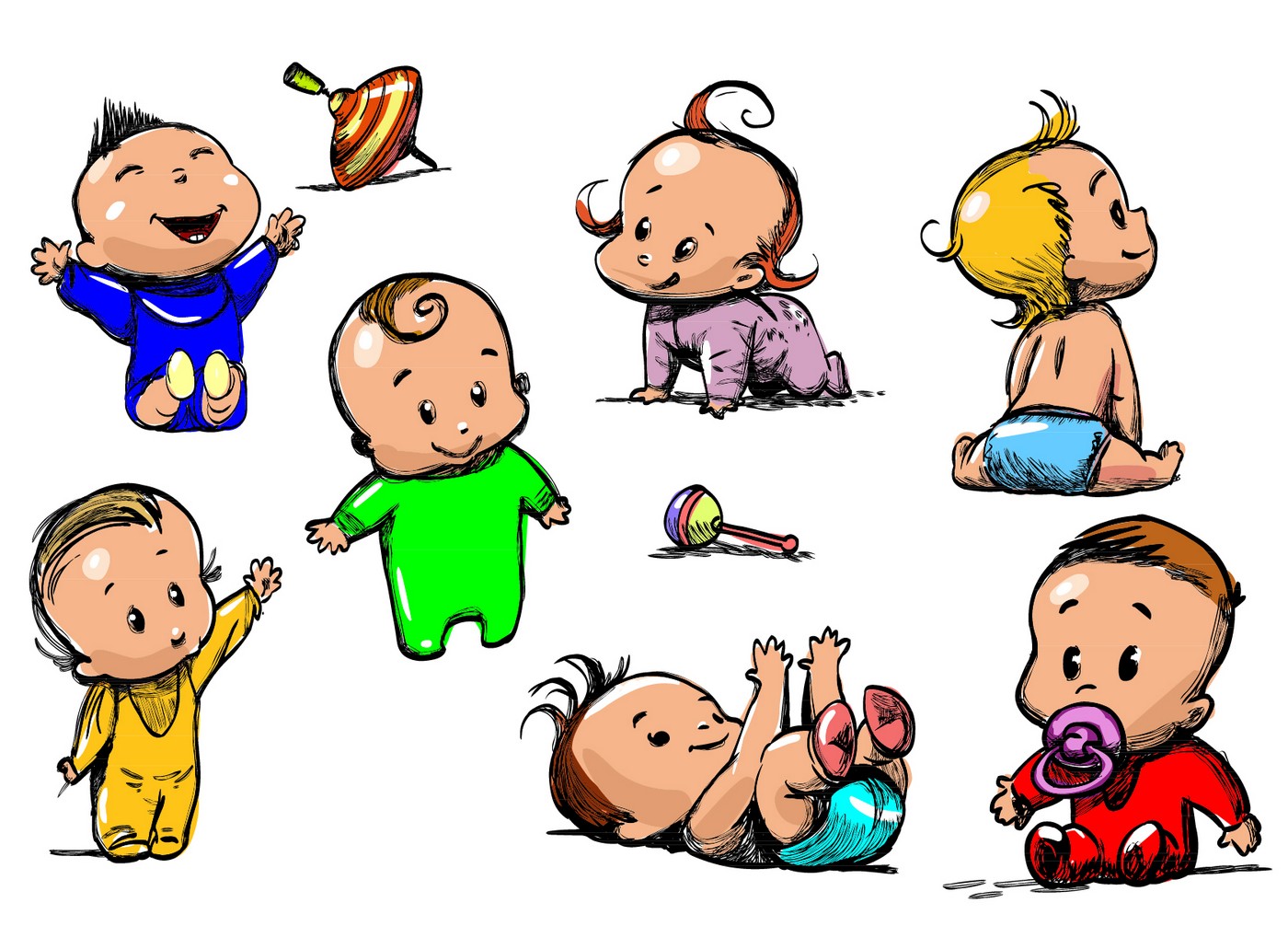 Cartoon Baby, Children, Kids 07 Vector EPS Free Download, Logo ...