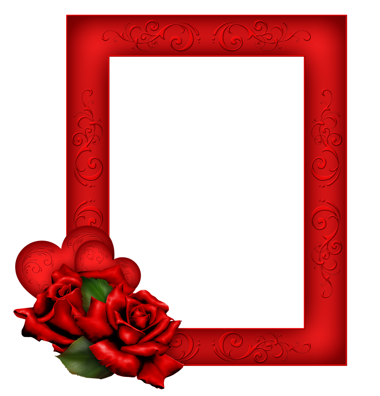 Beautiful Transparent PNG Red Frame with Roses