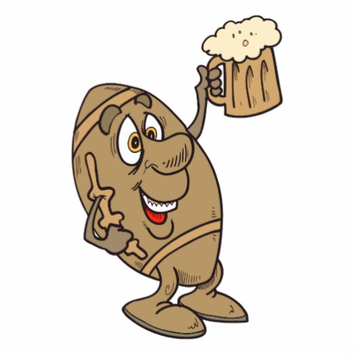 funny football cartoon holding a beer mug print from Zazzle.