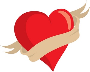Valentine Clipart Image - Red Valentine Heart with Blank Banner ...