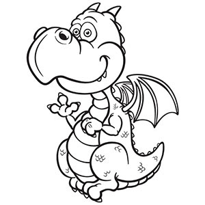 Cute dragon clipart black and white