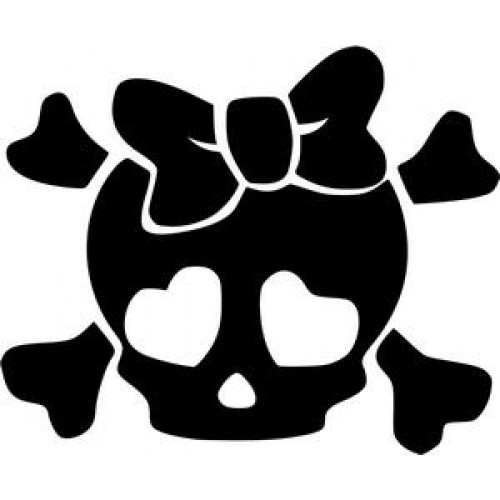 Girly Skull and Crossbones Vinyl Decal