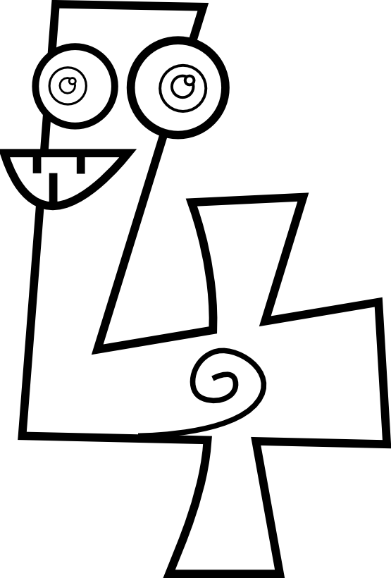 Clip Art: number animals 3 black white line ...