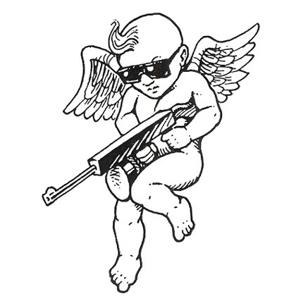 Unmounted Rubber Stamp Machine Gun Cupid by goldenacornstamps