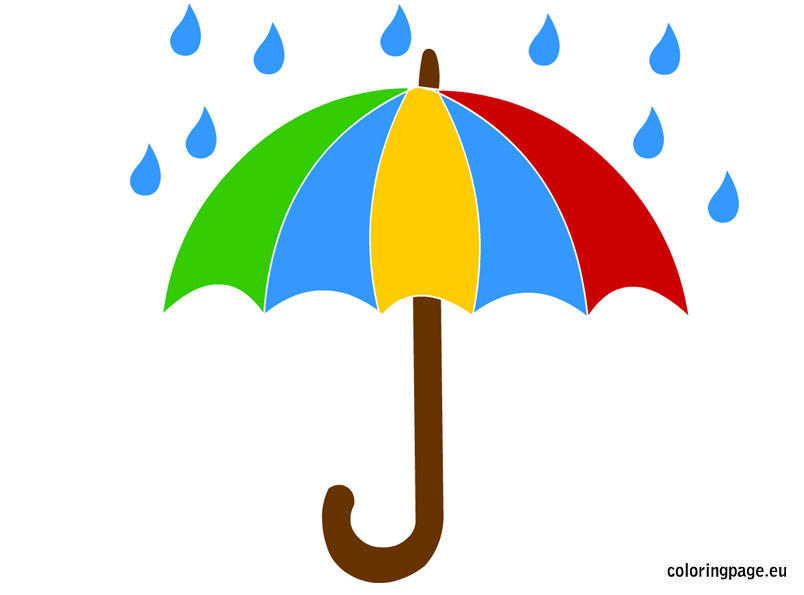 Umbrella and rain Clipart | Coloring Page