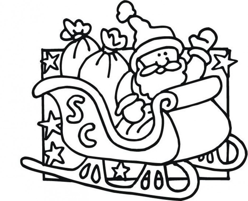 Santa sleigh clipart black and white