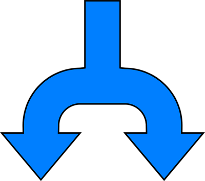 Free Stock Photos | Illustration Of A Split Blue Down Arrow ...