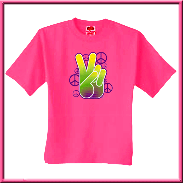Neon Peace Fingers T Shirt s M L XL 2X 3X 4X 5X Sign Symbol Hippie ...