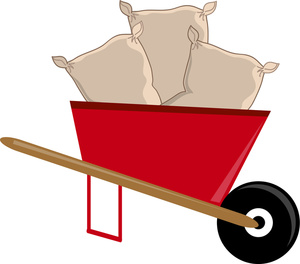 Wheelbarrow Clipart Image - Wheelbarrow Full of Seed Bags