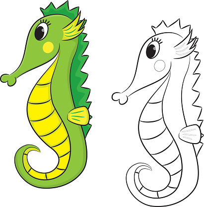 Cartoon Of The Baby Seahorses Clip Art, Vector Images ...