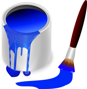 Blue Paint Brush And Can Clip Art - vector clip art ...
