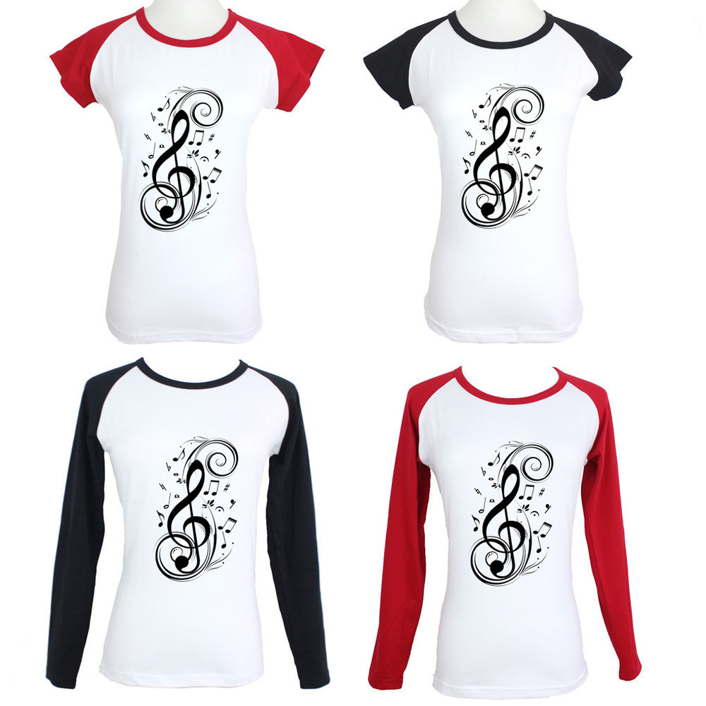 Vintage Treble Clef Music Sketch Design Pattern T-Shirt Graphic ...
