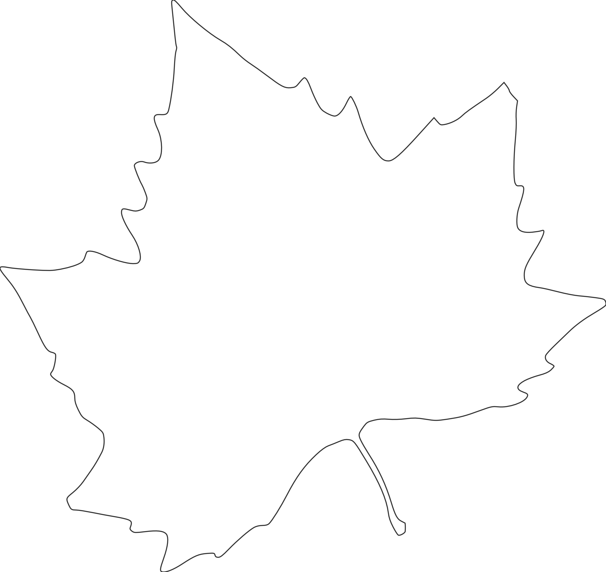 plane tree autumn leaf black white line art ...